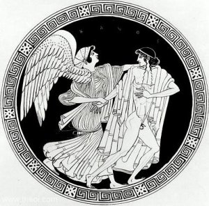 painted enamel Eos and Tithonus