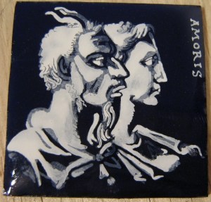 grisaille enamel woman and faun