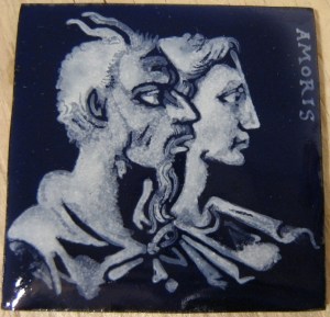 grisaille enamel woman and faun