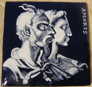 grisaille enamel woman and faun