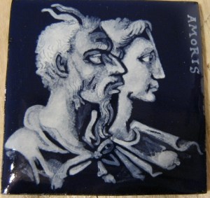 grisaille enamel woman and faun