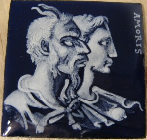 grisaille enamel woman and faun