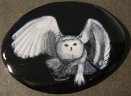 grisaille enamel spirit owl Blodeuwedd
