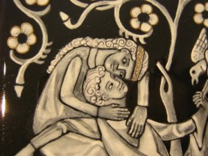 Codex Manesse medieval lovers grisaille enamel