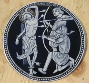 grisaille enamel St. Sebastian