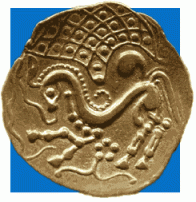 Gold Stater of the Parisii c.100-75BC France horses head a fishing net used on the Seine